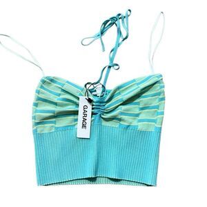 Garage blue and green halter cropped tube top size small